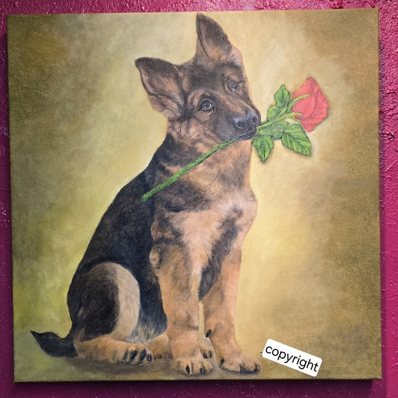 German shepherd Puppy Canvas Art oil Painting